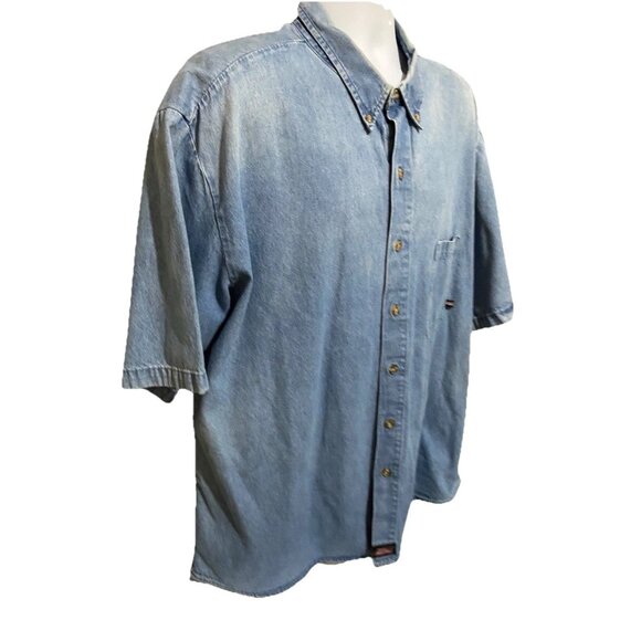 Dickies Short Sleeve Workwear Shirt Men's Size 3XL Faded Blue Denim Button-up - Picture 7 of 11